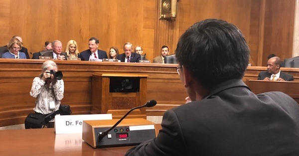 Feng Jiao is pictured before the Senate Committee on Environment and Public Works.