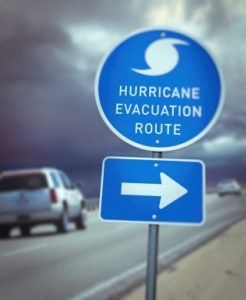 a sign for a hurricane evacuation route is pictured