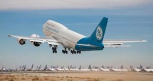 a Boeing 747 taking off.