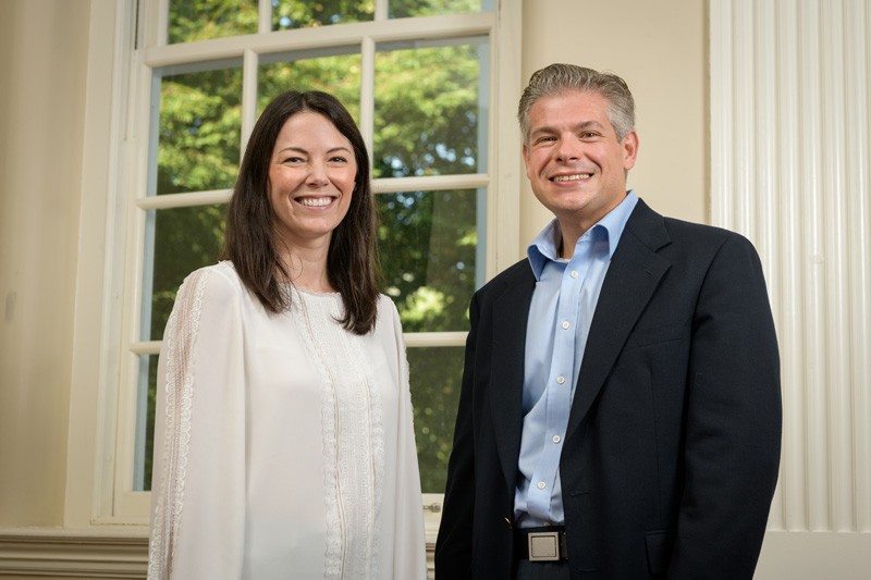 Emily Day (left) is an assistant professor of biomedical engineering and Joel Rosenthal is an associate professor of chemistry and biochemistry. 