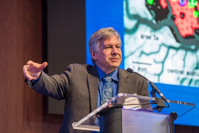 Prof. Randolph Nudo, a leading authority in brain plasticity and recovery after stroke at the University of Kansas Medical Center, speaks at UD’s Neuroscience Symposium at the STAR Tower.