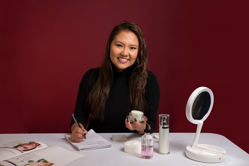 UD alumna Monique Michalec works as a sales executive for a contract manufacturer. As the liaison between the brand and the lab, part of her responsibility includes testing beauty products. 