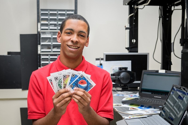 David Miller, a student at Mount Pleasant High School in Wilmington, Delaware, spent the summer studying QR codes in a University of Delaware engineering lab.