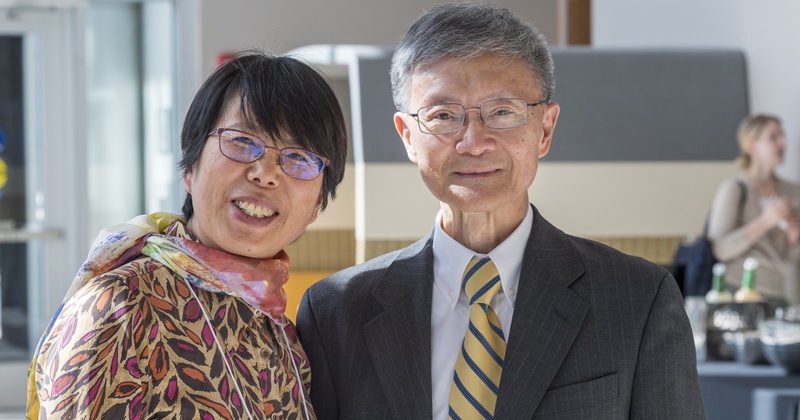 Mechanical engineering professor Liyun Wang is pictured with Professor Tsu-Wei Chou.