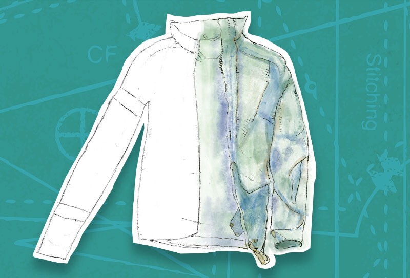 Sketch of white HensWEAR jacket
