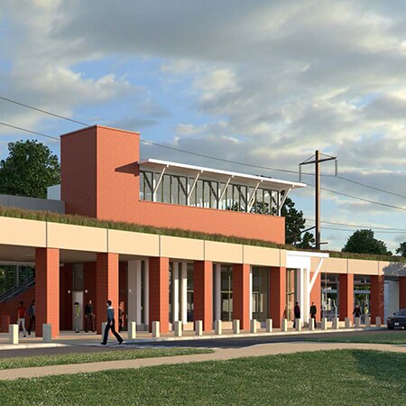 Artist's rendering of the newly constructed Newark Train Station