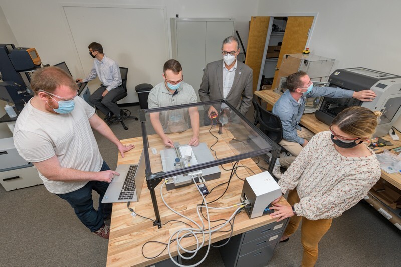 The team at STF Technologies includes co-founders Prof. Norm Wagner and Rich Dombrowski, along with Hannah Nevel, Jonathan Kopf, Mason Keresty and Ben Thompson.