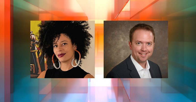 photo collage of UD Professors Tiffany Barber and Curtis Johnson