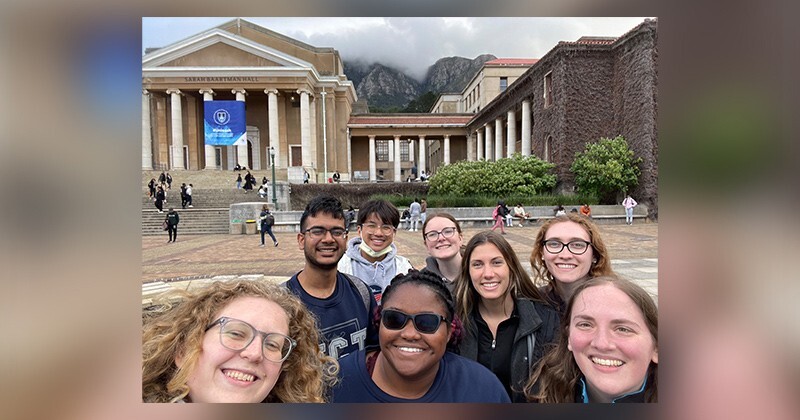 Shown (from left to right) are Hannah Bockius (UD), Rohan Chhaya (Penn), Ryan Lim (Penn), Erika Siegel (UD), Charise Jeudy (UD), Victoria Curry (Penn), Hayley Sussman (UD) and Professor Julie Karand (UD).