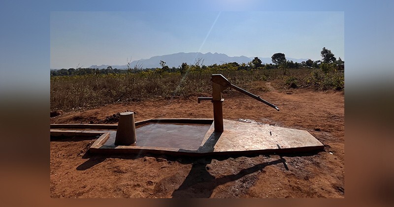 A hand-pump water well in Malawi.