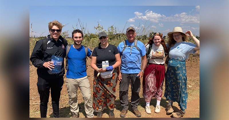 (from left to right) students Dylan Belluardo, UD graduate Jerel Okonski, Carley WIlliamson, Charlie Rich of CA Rich Consultants, Charlotte Gottilla and Hannah Bockius.