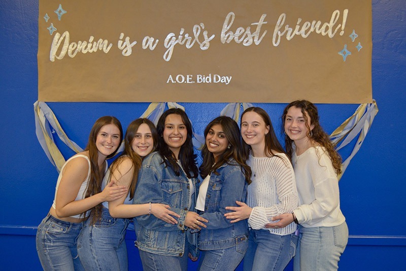 The 2023-2024 A.O.E. Executive Board (from left) Brenna Derby, Amara Kollas, Sofia Torres, Aadhira Gopalan, Avery Wolverton and Allison Delozier.