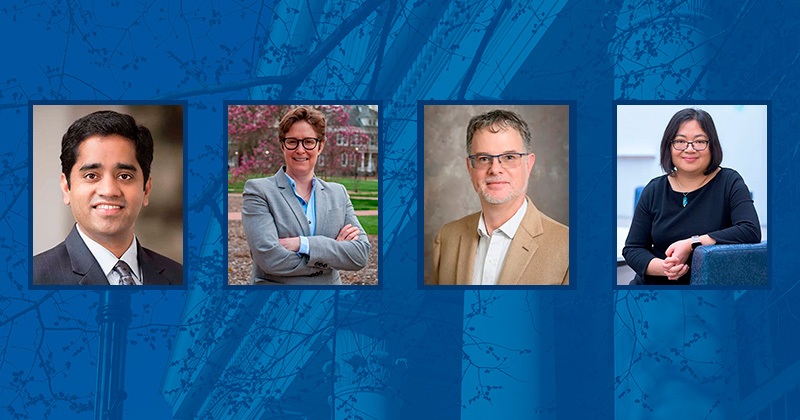 The four faculty members appointed to new leadership roles are (left to right) Srikanth Pilla, Jenni Buckley, Herbert Tanner, and Hui Fang.