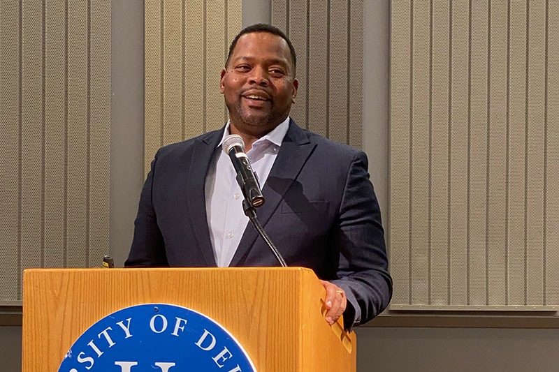 RISE Alumni, Charles Johnson-Bey speaks at a RISE event on campus.