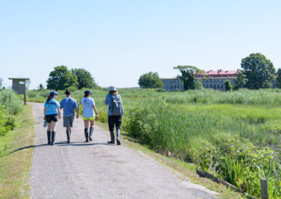 Rachel Schaefer and research team on Pea Patch Island