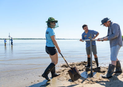 Rachel Schaefer and research team on Pea Patch Island