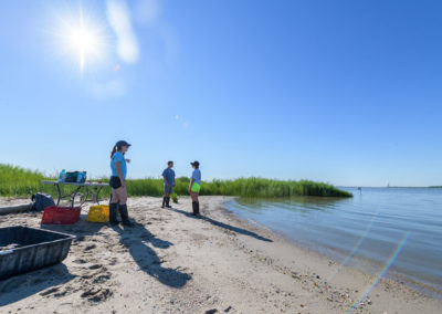Rachel Schaefer and research team on Pea Patch Island
