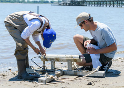 Rachel Schaefer and research team on Pea Patch Island