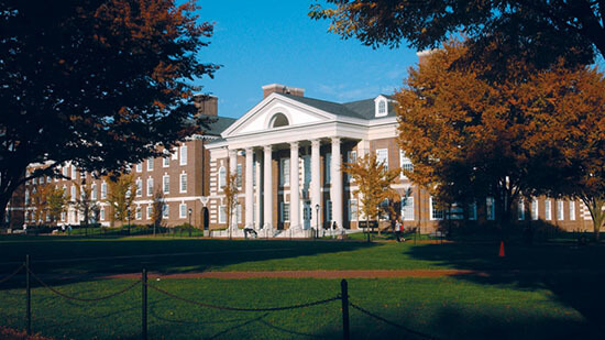 Exterior of DuPont Hall from the Green