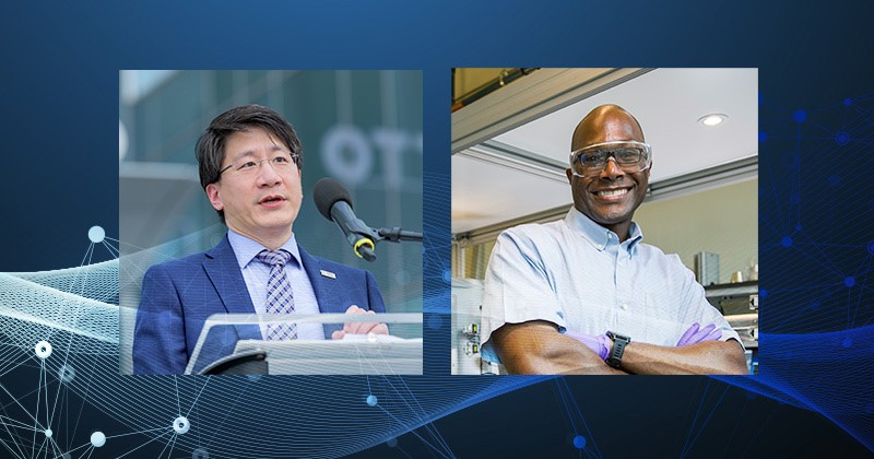 The National Academy of Inventors has elected two University of Delaware researchers to status as fellows — Kelvin Lee (left) and Thomas H. Epps, III. Lee is the Gore Professor of Chemical and Biomolecular Engineering at UD and Institute Director for the National Institute for Innovation in Manufacturing Biopharmaceuticals (NIIMBL). Epps is the Allan and Myra Ferguson Distinguished Professor of Chemical and Biomolecular Engineering at UD with a joint appointment in Materials Science and Engineering.