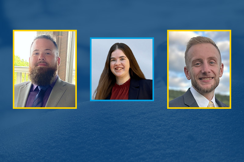 Recipients of the Koerner Family Foundation graduate fellowship are (l to r) Collin Meese, Kristin Schmidt, and Michael Richards.